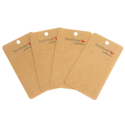 50pcs 5x9cm Earring Display Cards Handmade with Love Holders for Ear Stud Jewelry Selling Small Business Packaging Supplies