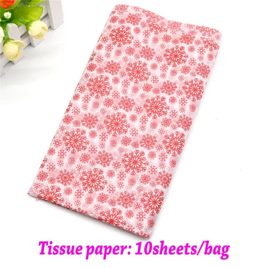 10Pcs/bag Snowflake Print Wrapping Tissue Paper 50*66 Cm Christmas New Year Xmas Party Wedding Flowers Packaging Supplies