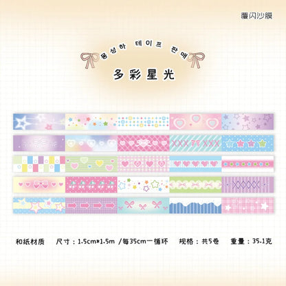 5 roll/lot Cute Girl Heart Washi Tape Sweet Cool Scrapbooking Journal Decorative Adhesive Tapes DIY Material Sticker Stationery