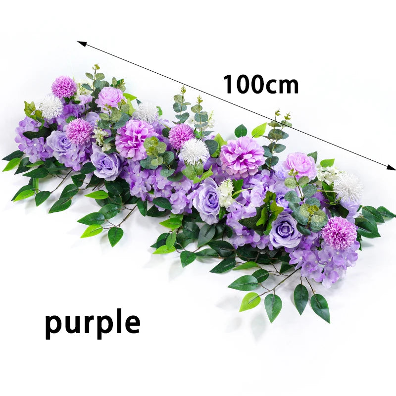 100cm DIY Wedding Flower Wall Decor Arrangement Supplies Silk Peony Rose Artificial Flower Row Decoration Wedding Arch Backdrop