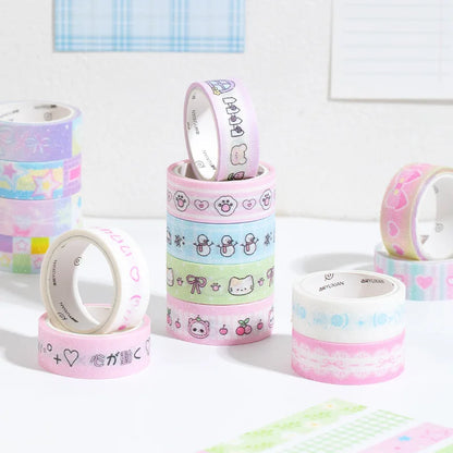 5 roll/lot Cute Girl Heart Washi Tape Sweet Cool Scrapbooking Journal Decorative Adhesive Tapes DIY Material Sticker Stationery