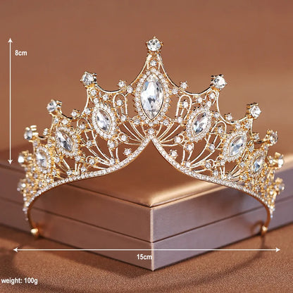 Bridal Headwear Noble Dazzling Silver-Colour Ladies' Crystal Crown Rhinestone Tiara Designed For Wedding Party