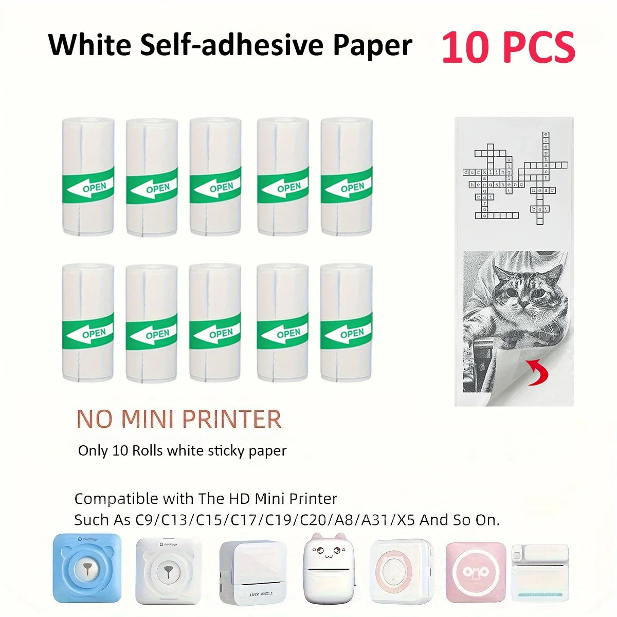 Thermal Mini Printer Portable Inkless Sticker Cut Small Pocket Printer