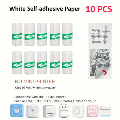 Thermal Mini Printer Portable Inkless Sticker Cut Small Pocket Printer