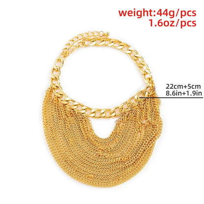 Sexy Elegant Multilayer Long Tassel Chain Anklets for Women Exquisite Gold Color High Heel Shoes Feet Chains Wed Party Jewelry