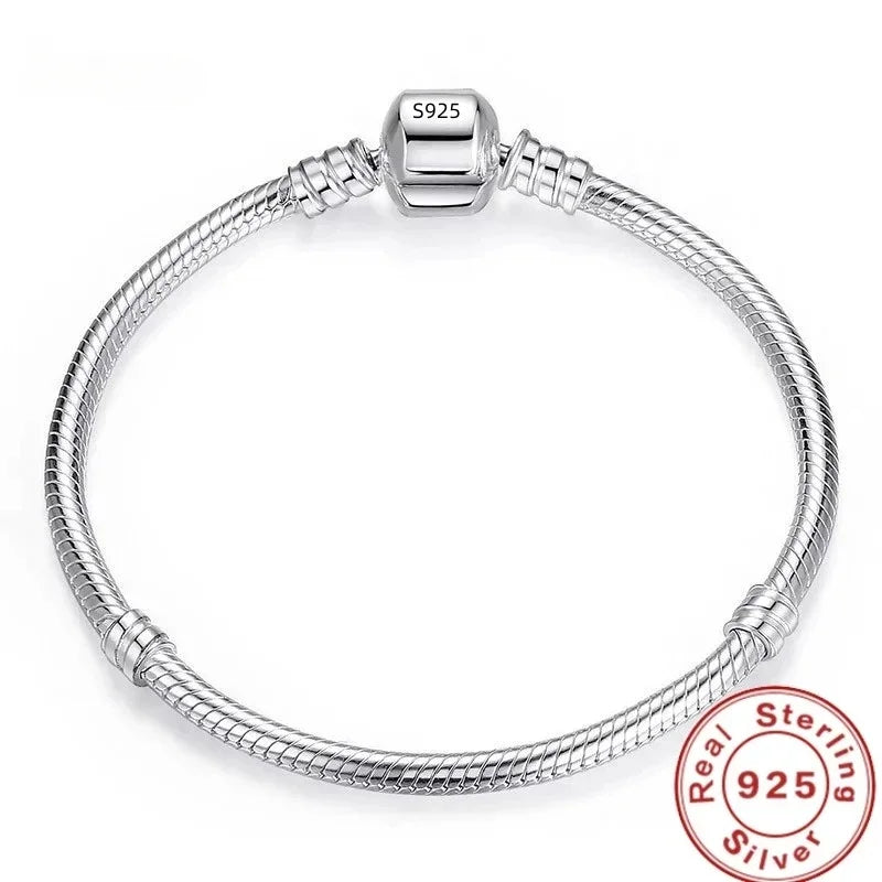 Handmade Original Fine Jewelry Silver Color Charm Bracelet Soft Smooth Snake Bone Bracelets for Women