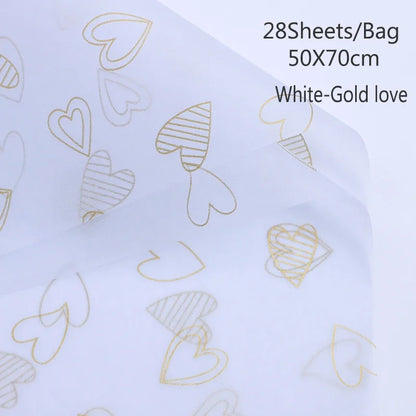 500*700 MM Gift Wrapping Paper DIY Handmade Craft Star Love Dot Pattern Tissue Paper 28 Sheets/lot Floral Packaging Material