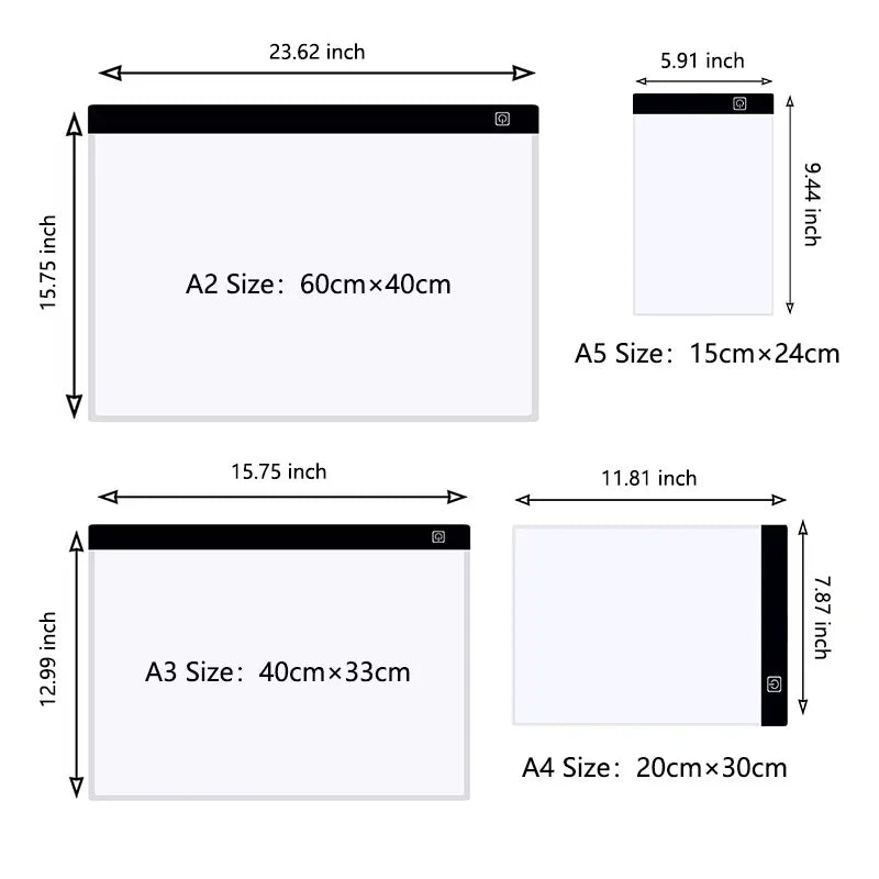 Led Drawing Copy Pad 3 Level Dimmable Board Table  Adjustable Light Notepad