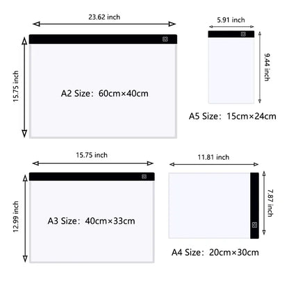 Led Drawing Copy Pad 3 Level Dimmable Board Table  Adjustable Light Notepad