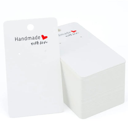 50pcs 5x9cm Earring Display Cards Handmade with Love Holders for Ear Stud Jewelry Selling Small Business Packaging Supplies