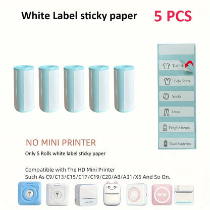 Thermal Mini Printer Portable Inkless Sticker Cut Small Pocket Printer
