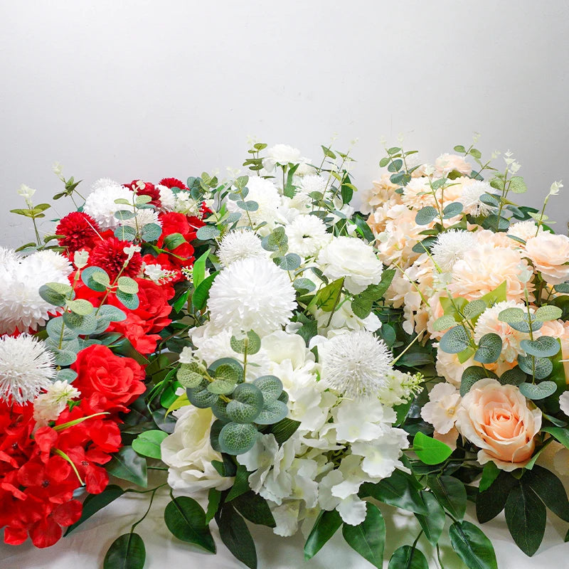 100cm DIY Wedding Flower Wall Decor Arrangement Supplies Silk Peony Rose Artificial Flower Row Decoration Wedding Arch Backdrop