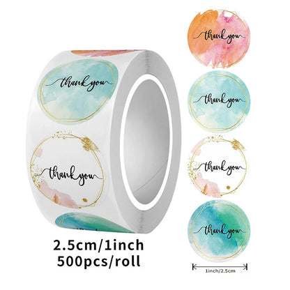 500pcs/Roll Thank You Stickers 2.5cm Cute Pink Gold Labels For Small Business Or Wedding Gift Decor Stationery Packaging Sticker