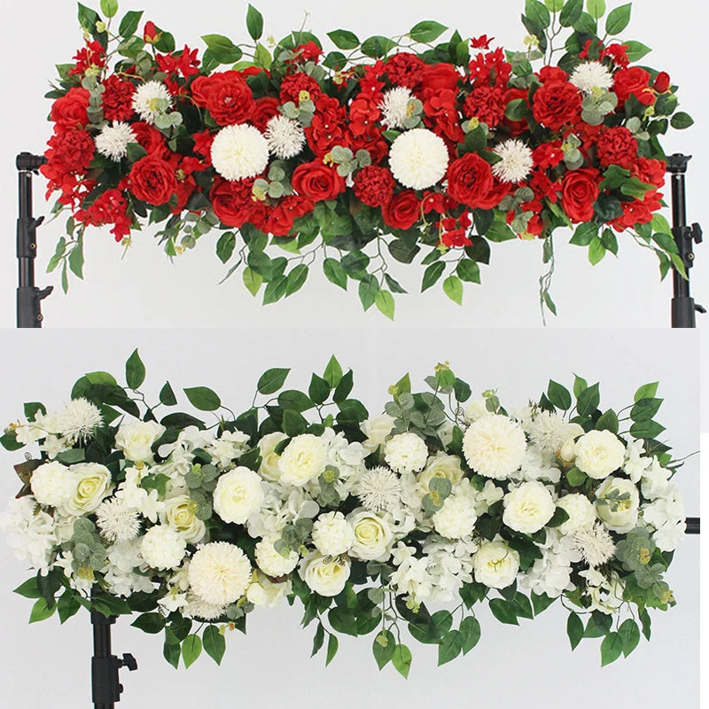 100cm DIY Wedding Flower Wall Decor Arrangement Supplies Silk Peony Rose Artificial Flower Row Decoration Wedding Arch Backdrop
