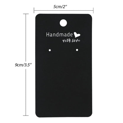 50pcs 5x9cm Earring Display Cards Handmade with Love Holders for Ear Stud Jewelry Selling Small Business Packaging Supplies