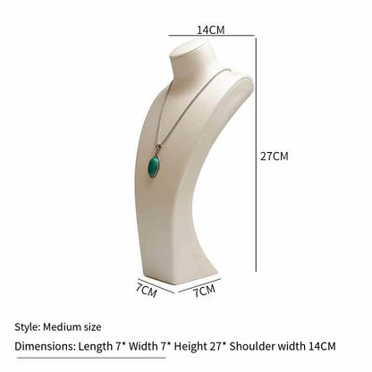 PU Leather Jewelry Display Stand,Luxury Portrait Neck Bust Model for Necklace Pendant Rack, Photo Props & Shop Display Organizer