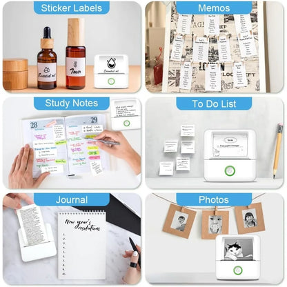 Thermal Mini Printer Portable Inkless Sticker Cut Small Pocket Printer