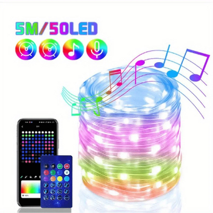 LED String Light Bluetooth Fairy Light USB 5V 20m 10m 5m Dreamcolor Music Sync Party Garland Decor