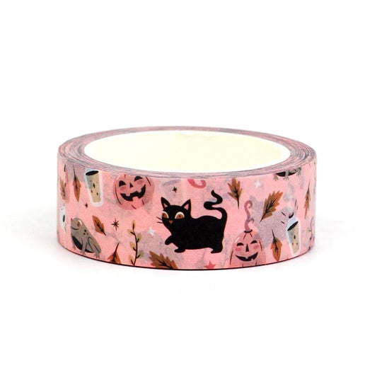 2023 NEW 1X 10M Decorative Happy Halloween Cats Pumpkins Leaves Washi Tape for Planner Masking Tape Kawaii Papeleria