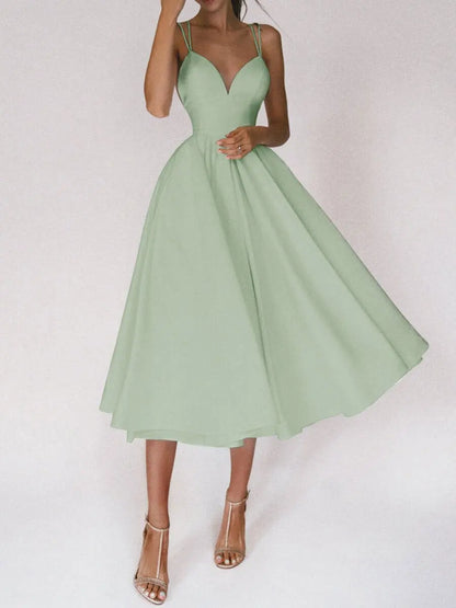 Strap V-neck Sexy Solid Party Dress Women's Backless Casual Wear 2023 Sweet and Elegant Large Swing Women's Dress Street Dress