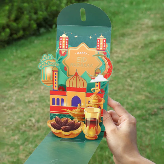 3D Ramadan Red Envelopes Ramadan Blessing Decoration 2025 Green Lucky Money Envelopes Festival Party Gifts Eid Mubarak Supplies
