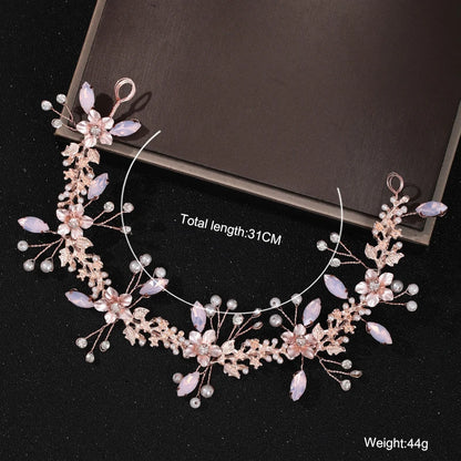 Bridal Hair Accessories Crystal Pearl Headband Tiara Rhinestone Leaf Headband Hairband For Women Elegant Princess Headwear