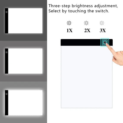 Led Drawing Copy Pad 3 Level Dimmable Board Table  Adjustable Light Notepad
