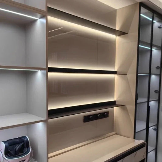 Wall Mounted Led Storage,Shelves with Led Light Holder Minimalism Decoration, Alluminium Wall Shelf Bookcase Wall Shelf