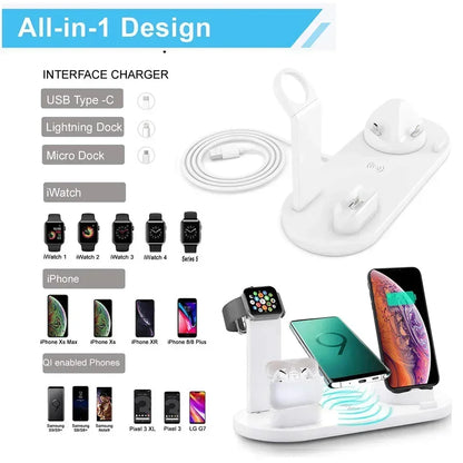 100W 7 in 1 Wireless Charger Stand Pad For iPhone 15 14 13 12 11 XR Apple Watch Airpods Pro iWatch 9 8 7 Fast Charging Station