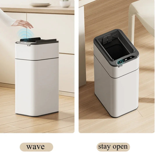 20L/15L Kitchen Smart Trash Can Stainless Steel Garbage Bin with wheels Waste Bin Luxury Toilet Trash BasketHome Wastebasket