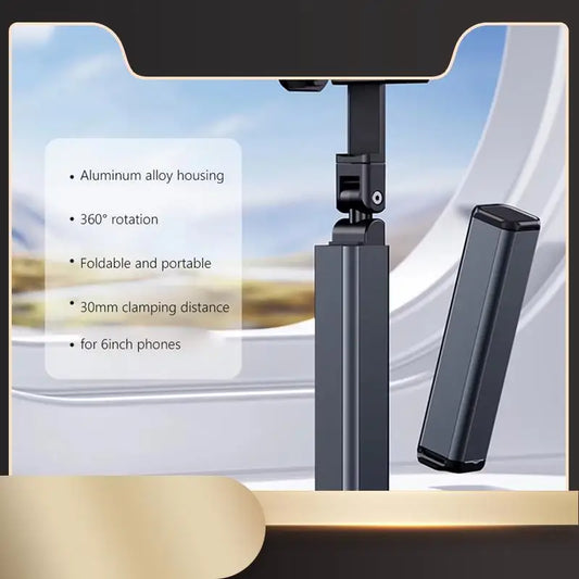 Airplane Travel Essentials Adjustable Phone Stand 360° Rotation Foldable Hook Pocket Size For Desk Tray Table-N36R