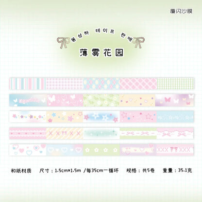 5 roll/lot Cute Girl Heart Washi Tape Sweet Cool Scrapbooking Journal Decorative Adhesive Tapes DIY Material Sticker Stationery