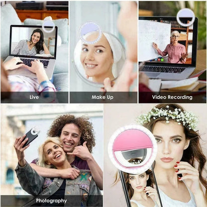 LED Fill Light Portable USB Charge Led Selfie Ring Light Cell Phone Live Broadcast Video LED Selfie Ring Lamp For All Smartphone