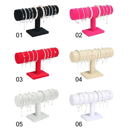 6 Colors Upright Velvet Bracelet Chain Watch Upright Display Rack Jewelry Organizer Hard Jewelry Display Stand Holder