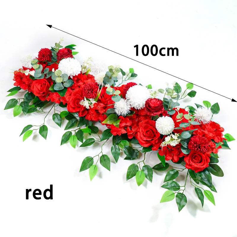 100cm DIY Wedding Flower Wall Decor Arrangement Supplies Silk Peony Rose Artificial Flower Row Decoration Wedding Arch Backdrop