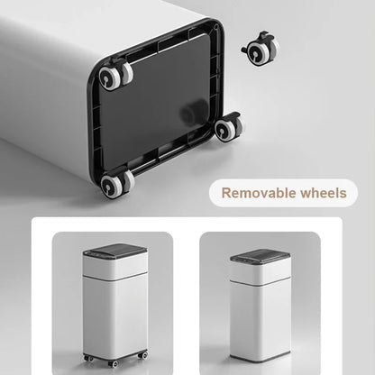 20L/15L Kitchen Smart Trash Can Stainless Steel Garbage Bin with wheels Waste Bin Luxury Toilet Trash BasketHome Wastebasket