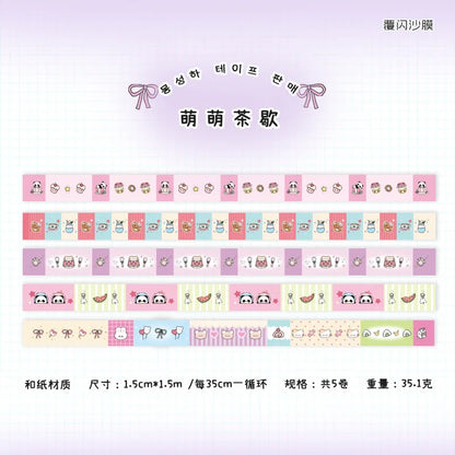5 roll/lot Cute Girl Heart Washi Tape Sweet Cool Scrapbooking Journal Decorative Adhesive Tapes DIY Material Sticker Stationery