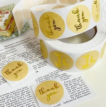 Thank You For The Stickers Stickers Pink And Black Hot Stamping Sealing Envelope Gift, Wedding Roll Up And Circular Shape