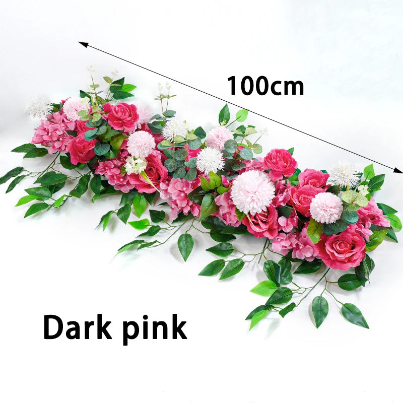 100cm DIY Wedding Flower Wall Decor Arrangement Supplies Silk Peony Rose Artificial Flower Row Decoration Wedding Arch Backdrop