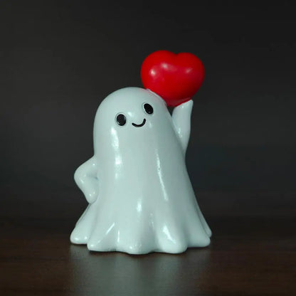 Cute Ghost Decoration Ceramic Ghost Ornament Spooky Halloween Ghost Figurine Resin Desktop Ornament for Home Office for Party