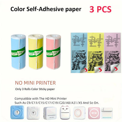 Thermal Mini Printer Portable Inkless Sticker Cut Small Pocket Printer