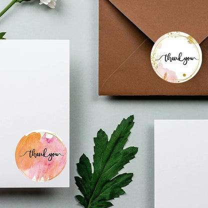 500pcs/Roll Thank You Stickers 2.5cm Cute Pink Gold Labels For Small Business Or Wedding Gift Decor Stationery Packaging Sticker
