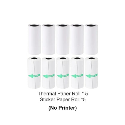 Thermal Mini Printer Portable Inkless Sticker Cut Small Pocket Printer