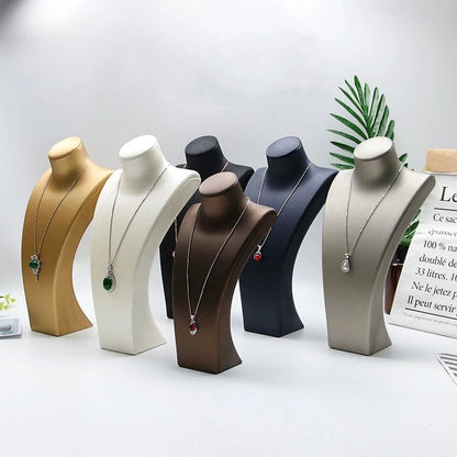 PU Leather Jewelry Display Stand,Luxury Portrait Neck Bust Model for Necklace Pendant Rack, Photo Props & Shop Display Organizer