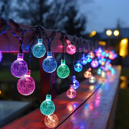 20/50/100 LED Solar String Lights, Warm White, Outdoor Crystal Globe Lights, Waterproof Solar Festoon Fairy Light For Garden