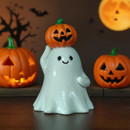 Cute Ghost Decoration Ceramic Ghost Ornament Spooky Halloween Ghost Figurine Resin Desktop Ornament for Home Office for Party