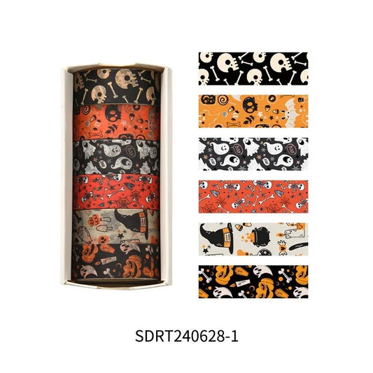 6rolls Happy Halloween Washi Tape Set Pumpkin Ghost Adhesive Paper Masking Tapes Decoration Stickers for Diary Album A7706