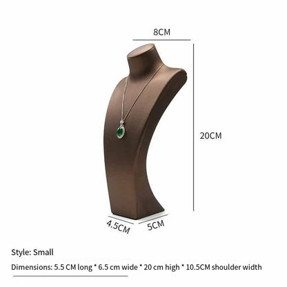 PU Leather Jewelry Display Stand,Luxury Portrait Neck Bust Model for Necklace Pendant Rack, Photo Props & Shop Display Organizer