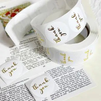 Thank You For The Stickers Stickers Pink And Black Hot Stamping Sealing Envelope Gift, Wedding Roll Up And Circular Shape