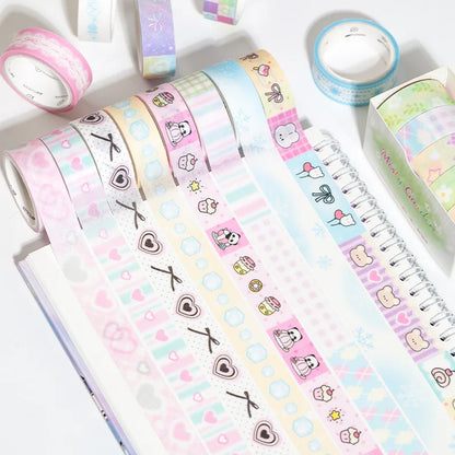 5 roll/lot Cute Girl Heart Washi Tape Sweet Cool Scrapbooking Journal Decorative Adhesive Tapes DIY Material Sticker Stationery